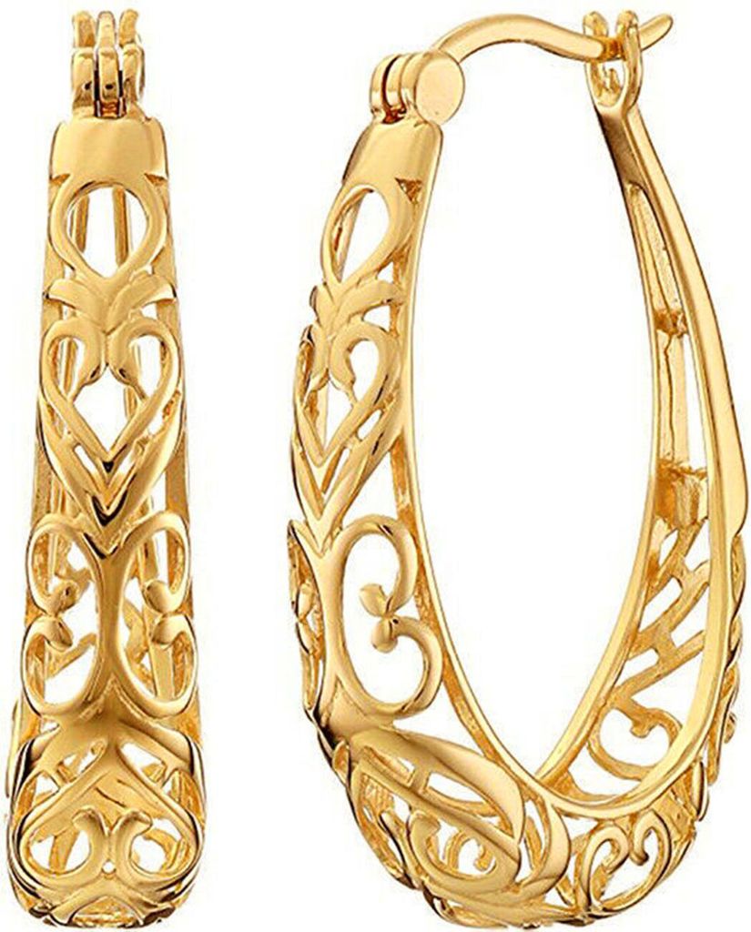 1 Paar Creolen für Damen, rund, ausgehöhlt, Blumenschmuck, übertriebene geometrische Ohrringe für Hochzeit-Golden