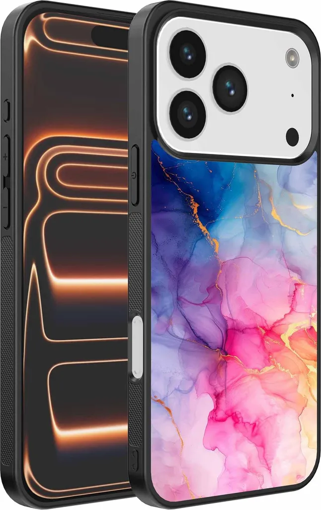 Adatto per iPhone 17 Pro Max Custodia per telefono con stampa in marmo - Custodia in TPU con design in marmo - Arcobaleno - Smartphonics
