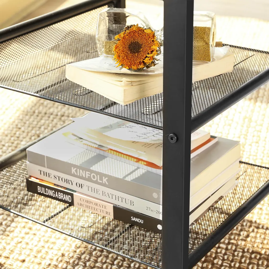 Table d'appoint avec 2 compartiments 40x40x55 cm look industriel noir