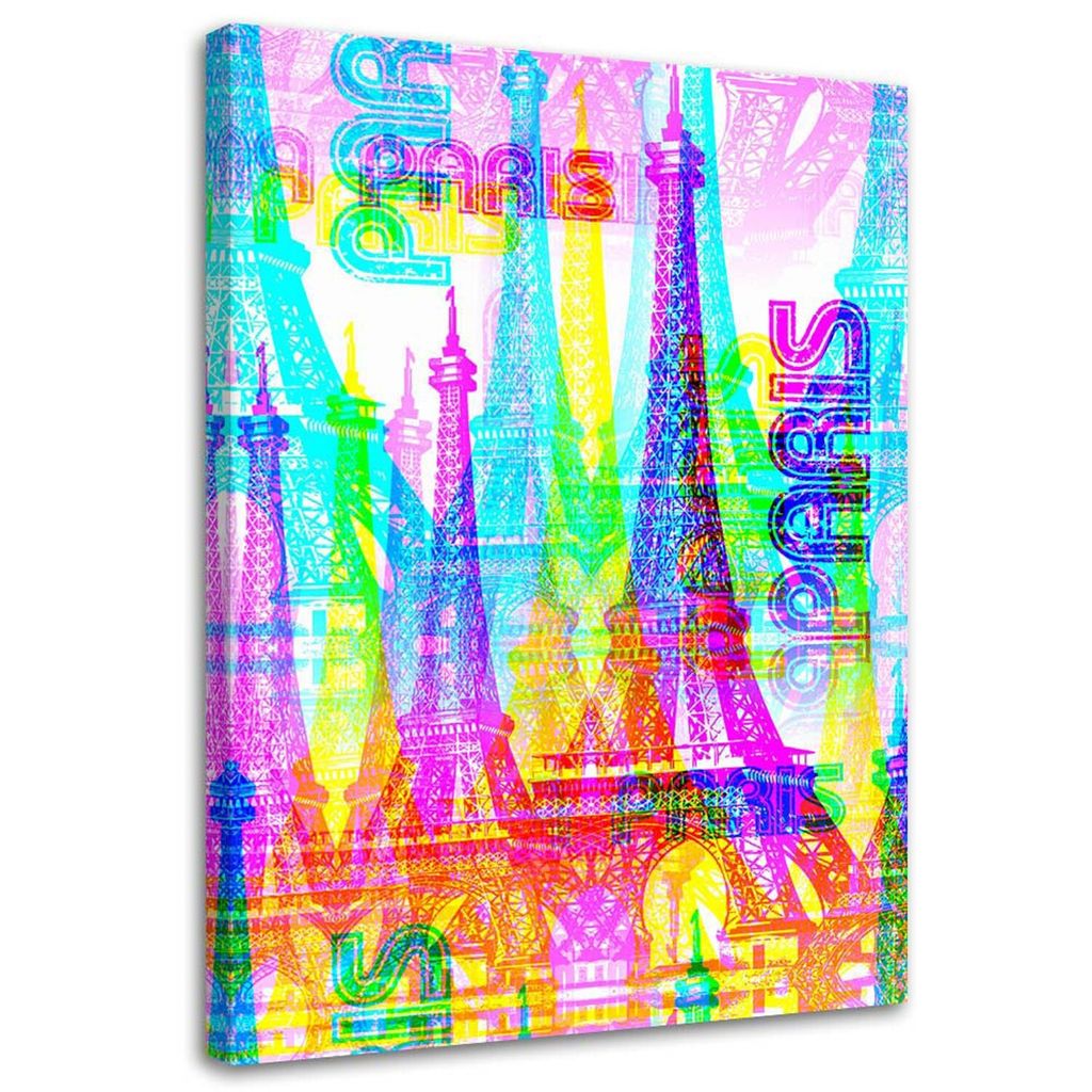 Leinwandbild neon-paris 80x120 cm Feeby farbe wandbild bereit zum aufhängen