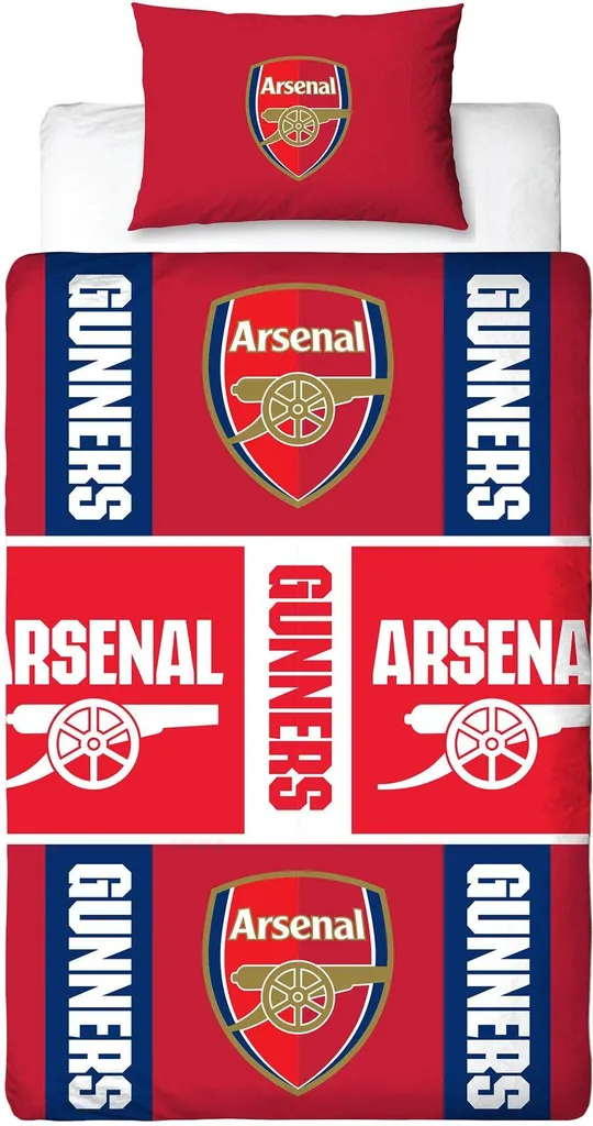 Parure de lit Arsenal FC Gunners réversible TC1009 pour lit simple 140x200