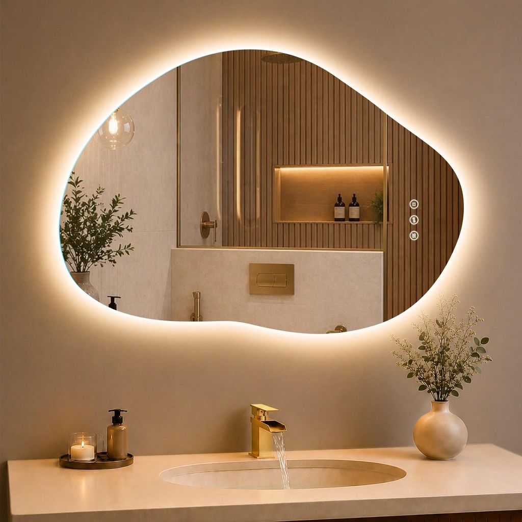 GIMBELEN LED-Badspiegel, asymmetrisch, 90 x 60 cm, 3 Produktbild 