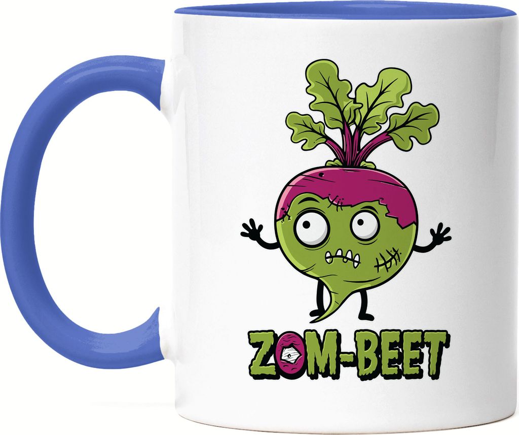 Zom-Beet Rübenmotiv Tasse Blau Geschenkidee Gemüse Halloween Zombie