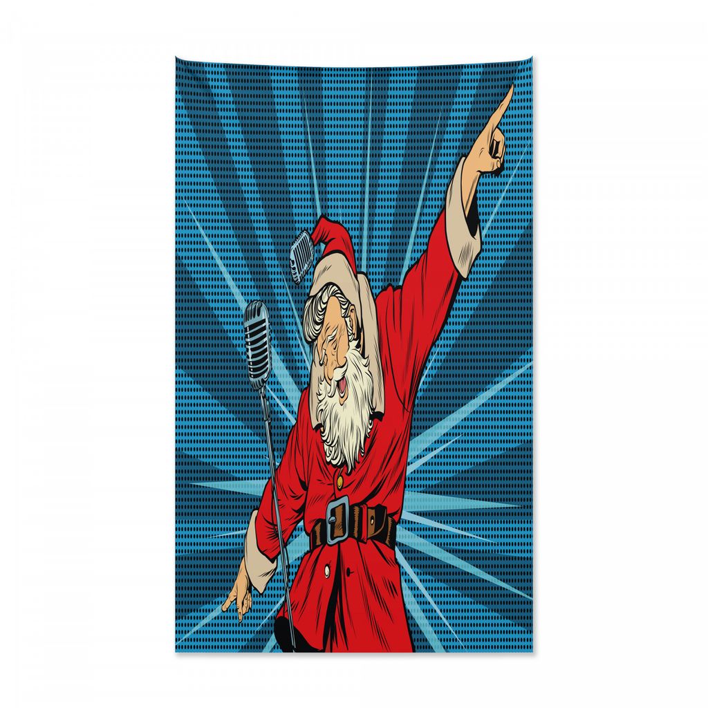 Abakuhaus Popstar-Party Wandteppich und Tagesdecke, Pop Art Weihnachtsmann aus Weiches Mikrofaser Stoff Kein Verblassen Klare Farben Waschbar, 140 ...