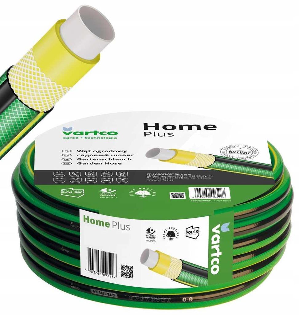4-Lagiger Gartenschlauch 3/4" 20Mb Home Plus Vartco Produktbild 