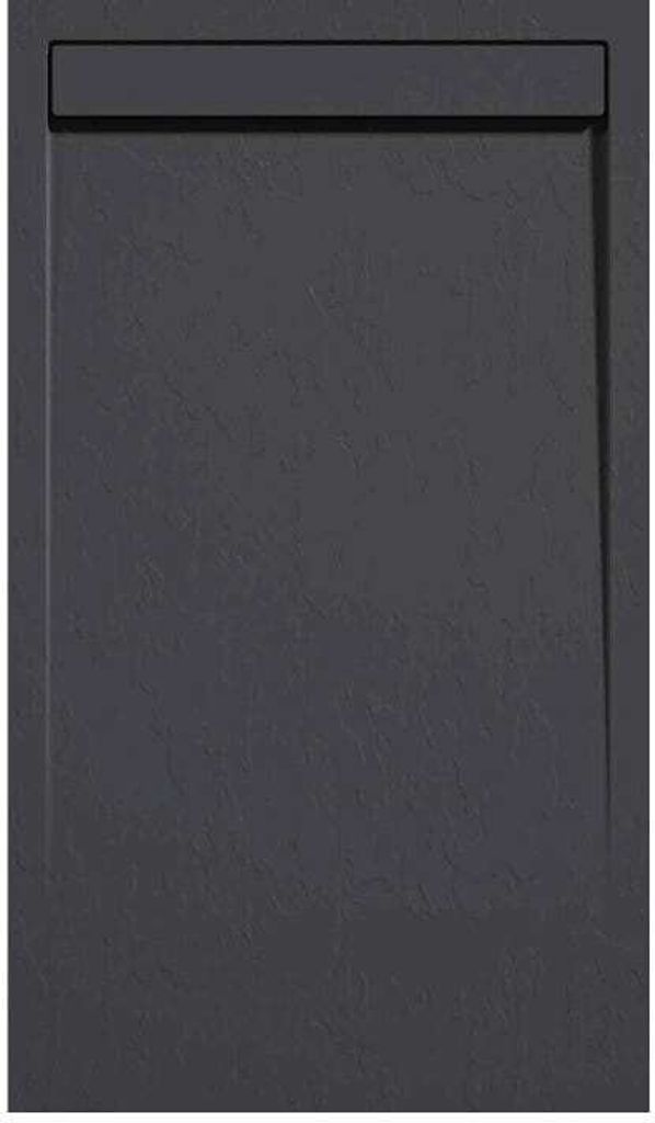 Mineralguss-Duschwanne extra flach CLEVER Schieferoptik ANTHRAZIT 90x200 cm