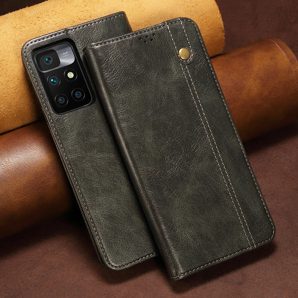 Custodia In Pelle PU Per Xiaomi Redmi 10 – Cover A Libro Con Portafoglio, Supporto E Slot Per Carte – Antigraffio E Antiscivolo – Nero