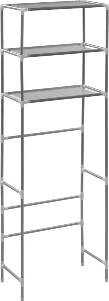 Meuble de Rangement WC 3 Étagères Argenté en Métal Hauteur 169 cm