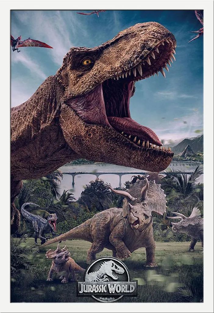 Home Decor Jurassic World: Poster Back Country e Cornice Bianca Shinsuke