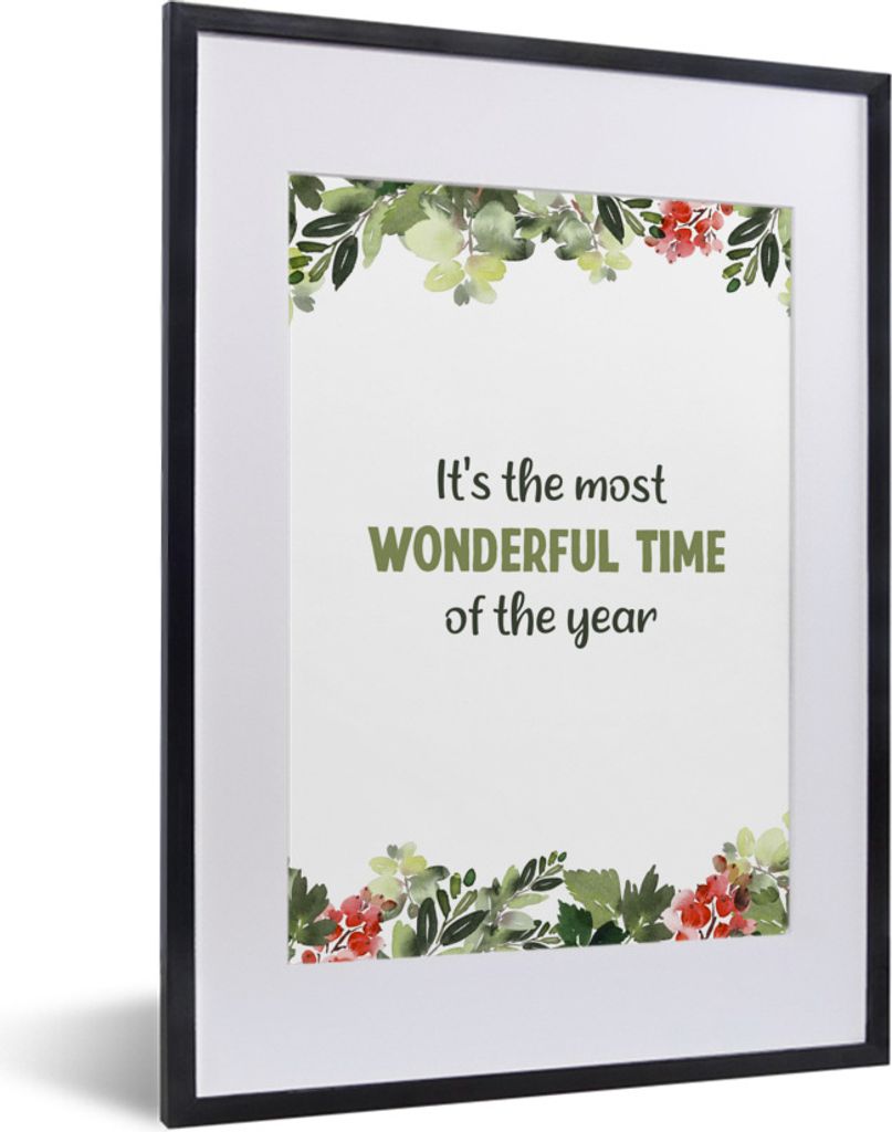 MuchoWow Gerahmtes Poster Weihnachten - Zitate - Pflanzen 30x40 cm - Poster mit Schwarzem Bilderrahmen Wandposter Rahmen Foto Bilder - Wandposter...