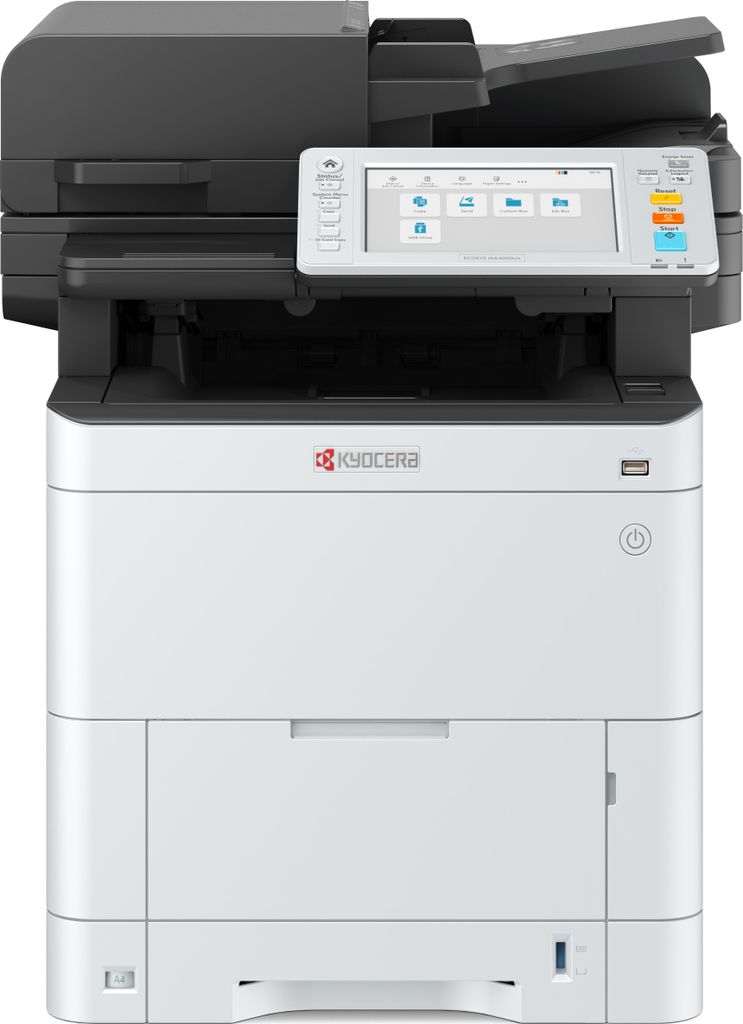 A studio shot of a Kyocera ECOSYS MA4000cix multifunction printer.