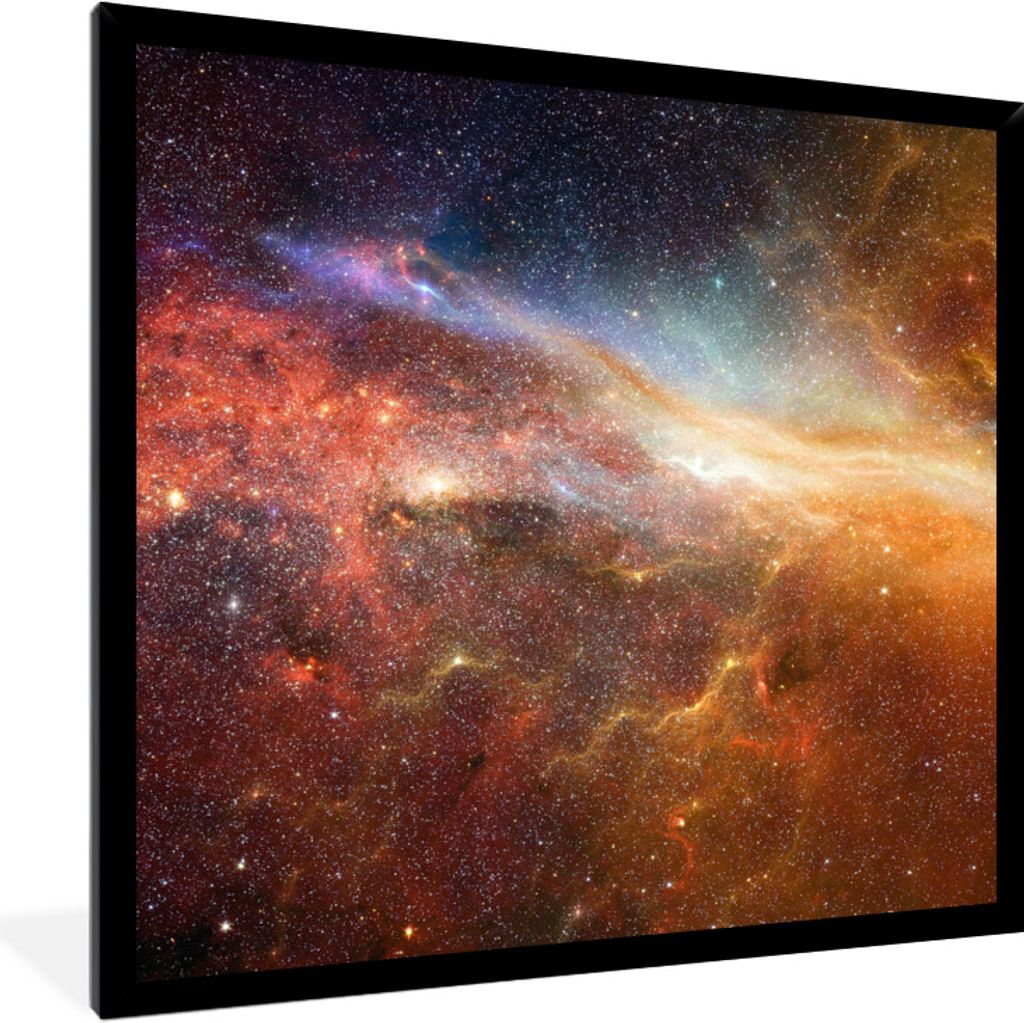 MuchoWow Gerahmtes Poster Sterne - Weltraum - Orange 40x40 cm - Poster mit Schwarzem Bilderrahmen Wandposter Rahmen Foto Bilder - Mit Rahmen - Wa...