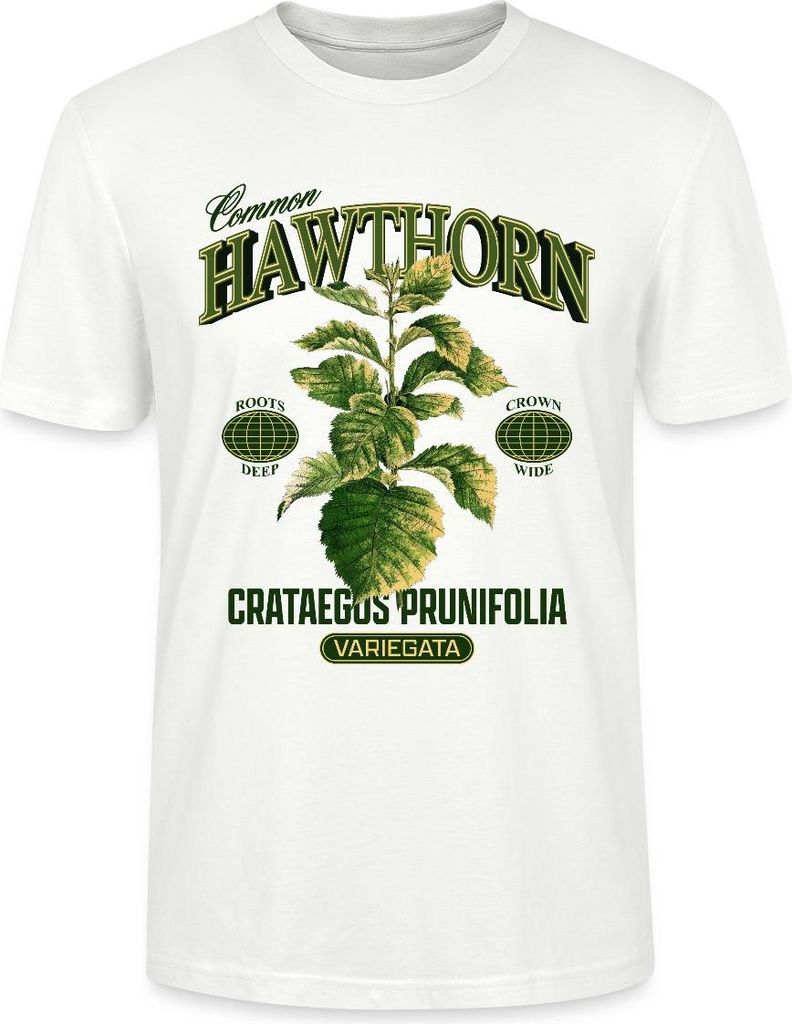 Spreadshirt Common Hawthorn Botanical Art Uni Bio T-Shirt, 3XL, Weiß