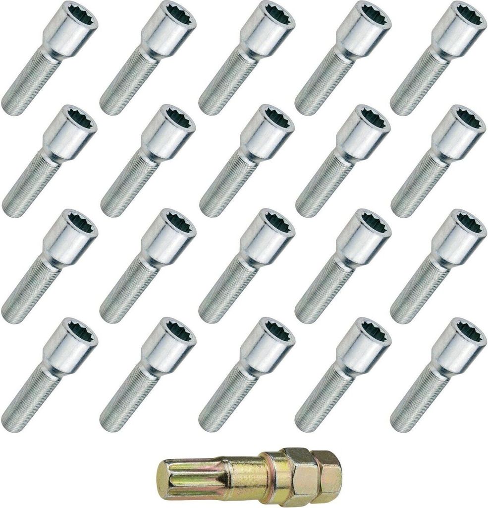 20x Radschraube M12x1.50, TORX, 45mm, Sternschraube, Kegel, 10R