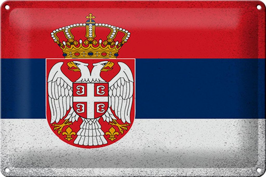 Blechschild Flagge Serbien 30x20cm Flag of Serbia Vintage Produktbild 