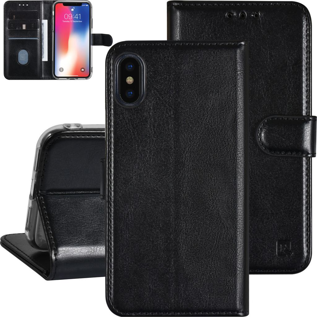 UNIQ Accessory iPhone X-Xs Book type case - Card holder for 3 cards - Magnetic closure - Black