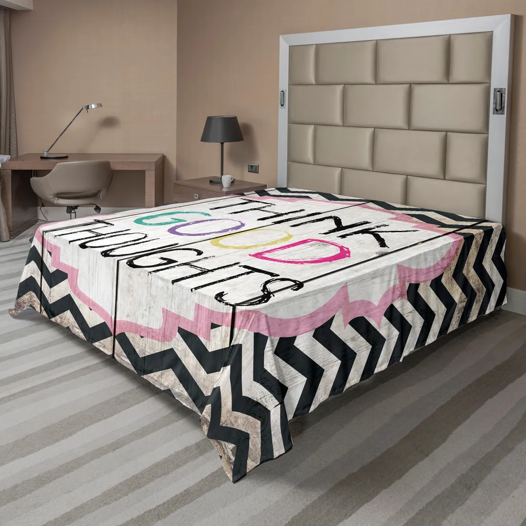 Drap de lit pour chambre parentale 266x260 cm, message positif arc-en-ciel