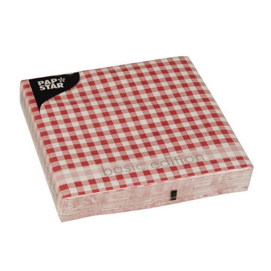 Vichy Karo 3-lagige Servietten 1/4 33 x 33 cm 30 Stück. Produktbild 