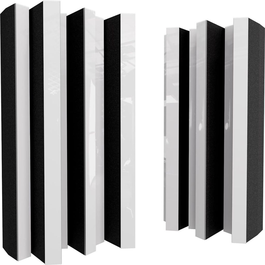 2er-Pack–Akustikdiffusor| 2D-Schalldiffusion und -absorption | 50x25cm|Geräuschkontrolle und Echo-Reduktion | [Arto-HALF | Weiß glänzender Kun...