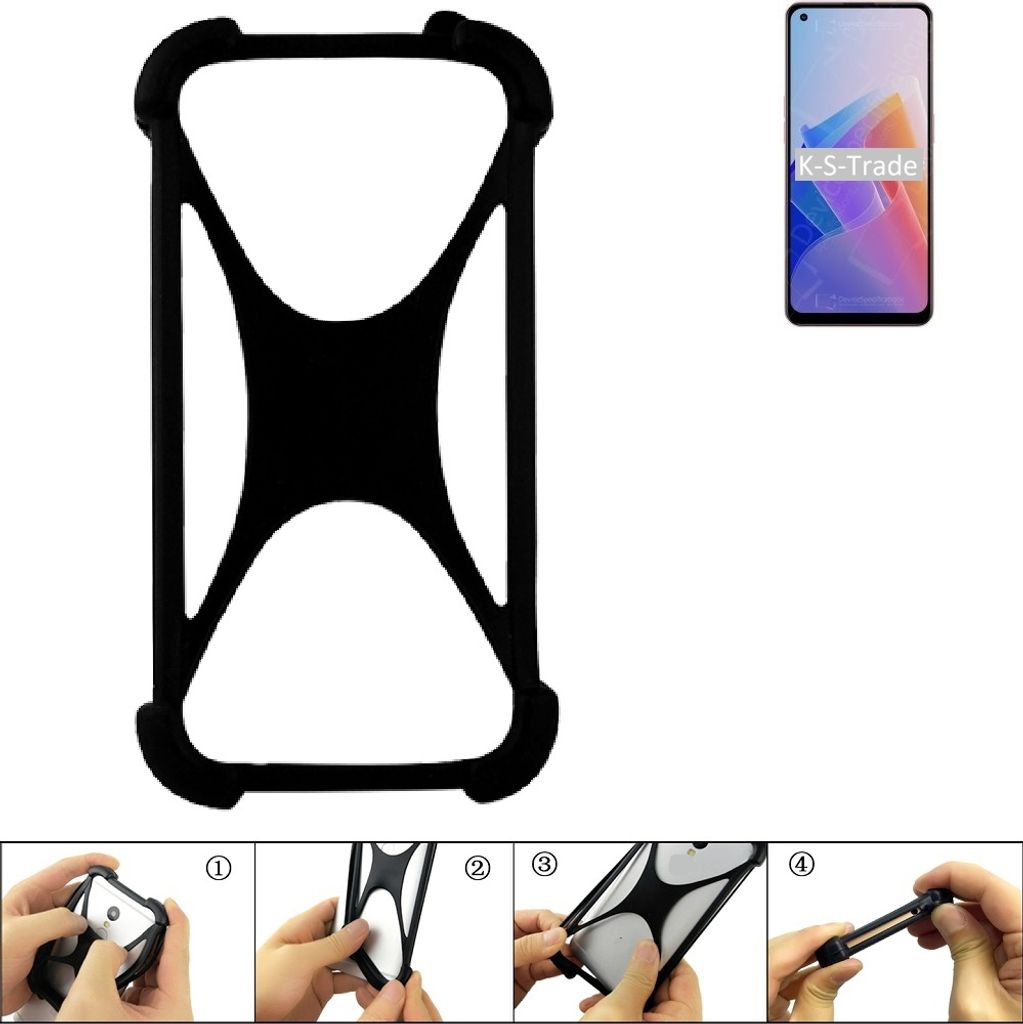 K-S-Trade Handy-Hülle Schutz-Hülle kompatibel mit Oppo A96 5G Silikon Bumper TPU Softcase Smartphone Stoßschutz, schwarz