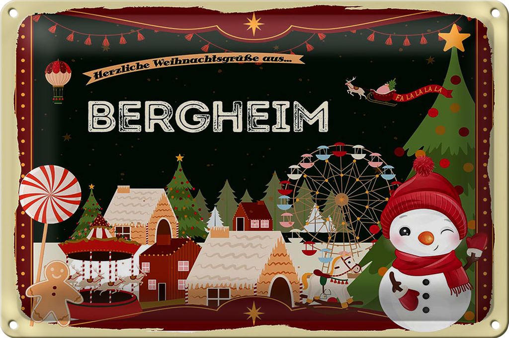 Blechschild Weihnachten Grüße BERGHEIM 40x30cm