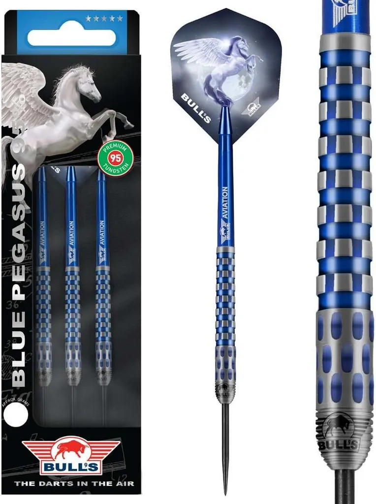 Jeu de Fléchettes Pointes Acier Bulls Blue Pegasus C Tungstène 24g
