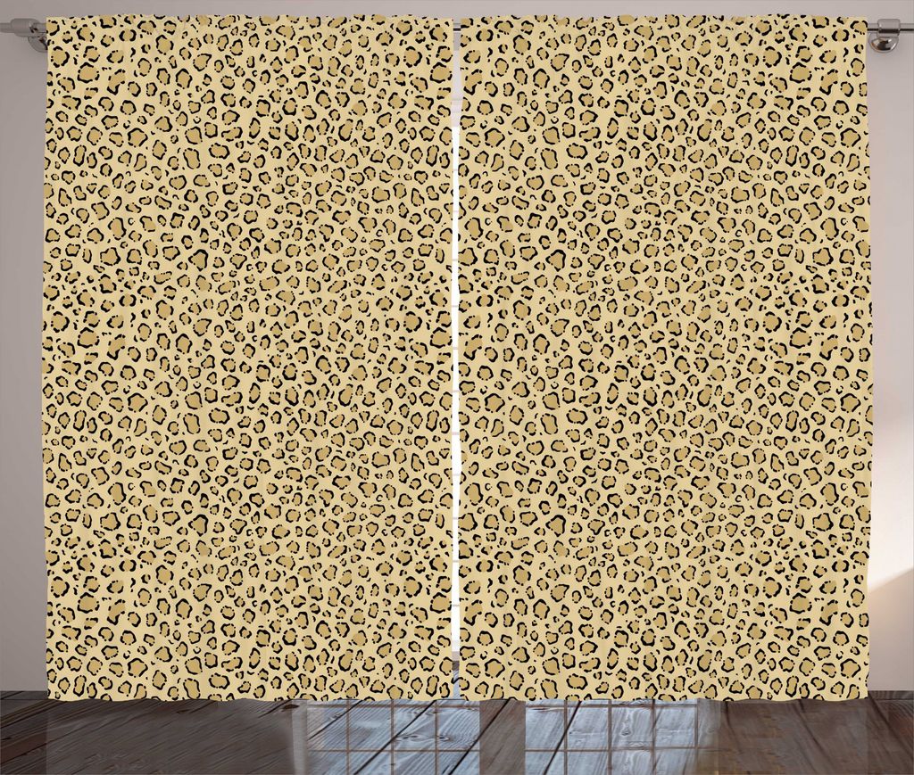ABAKUHAUS Safari Rustikaler Gardine, Tierhaut Runde Verunstaltungen, Wohnzimmer Universalband Gardinen mit Schlaufen und Haken, 280 x 225 cm, Dunkl...
