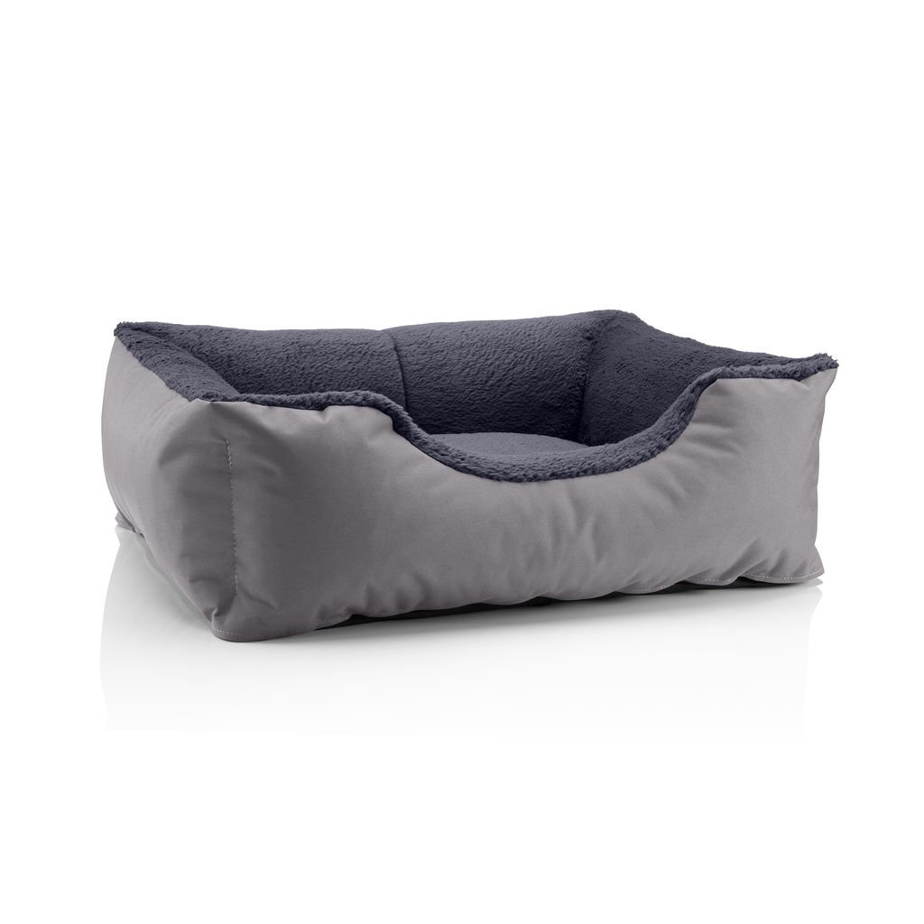 BedDog Hundebett TEDDY, Hundesofa,(M) ca. 70x55x18cm,ROCK-FLOW (grau/grau)