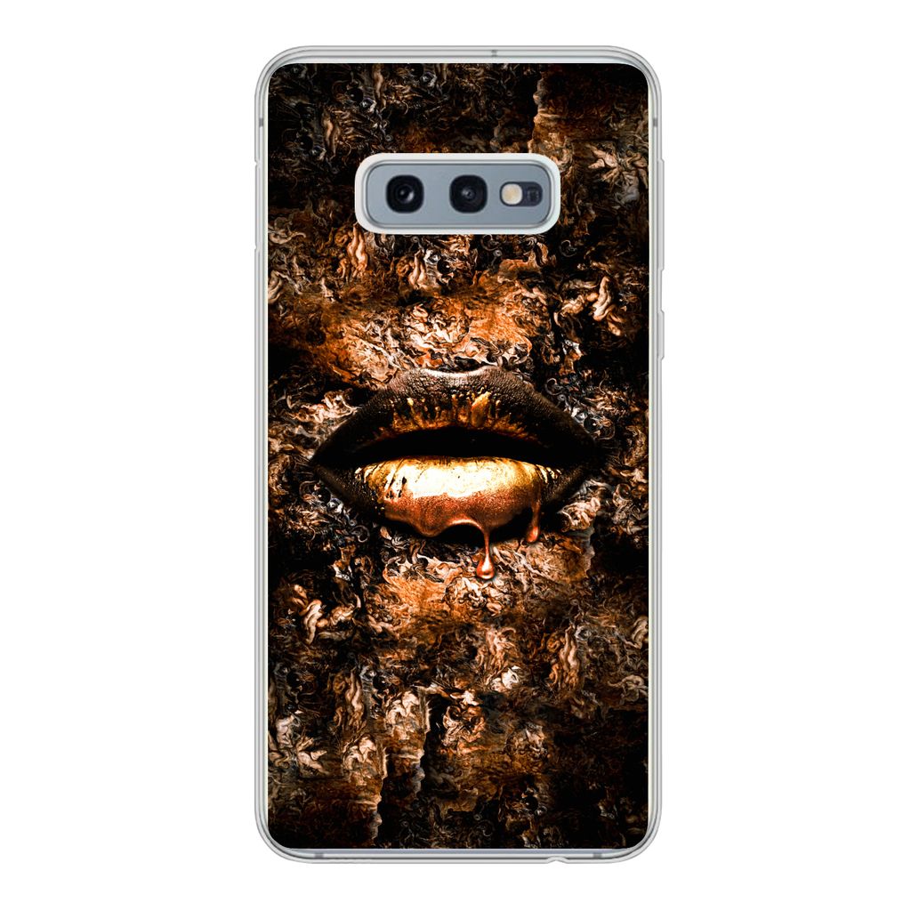 MuchoWow Handyhülle Schutzhülle Hülle für Samsung Galaxy S10e Frau - Lippen - Kupfer Silikon Softcase Handy Hülle - Handy