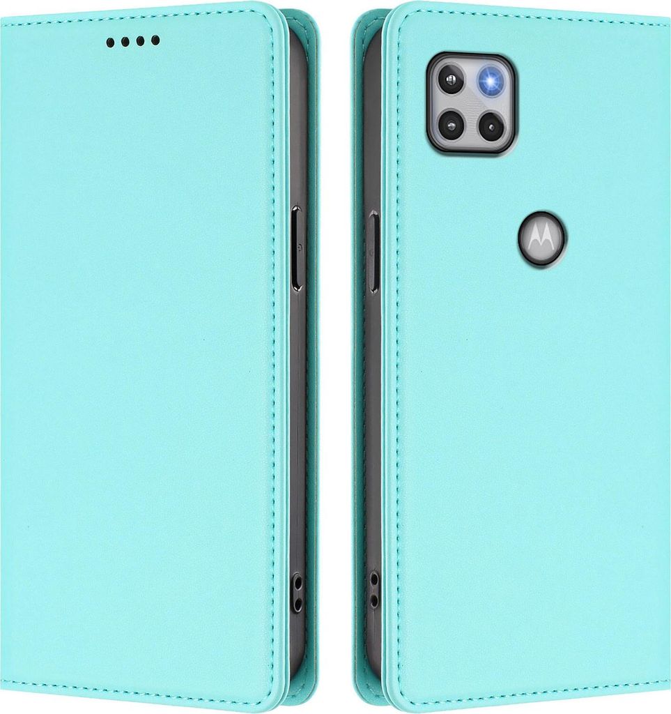 Handyhülle für Motorola Moto G 5G 2020, Kunstleder Klapphülle Stoßfeste Magnetische Hülle mit Ständer Türkis