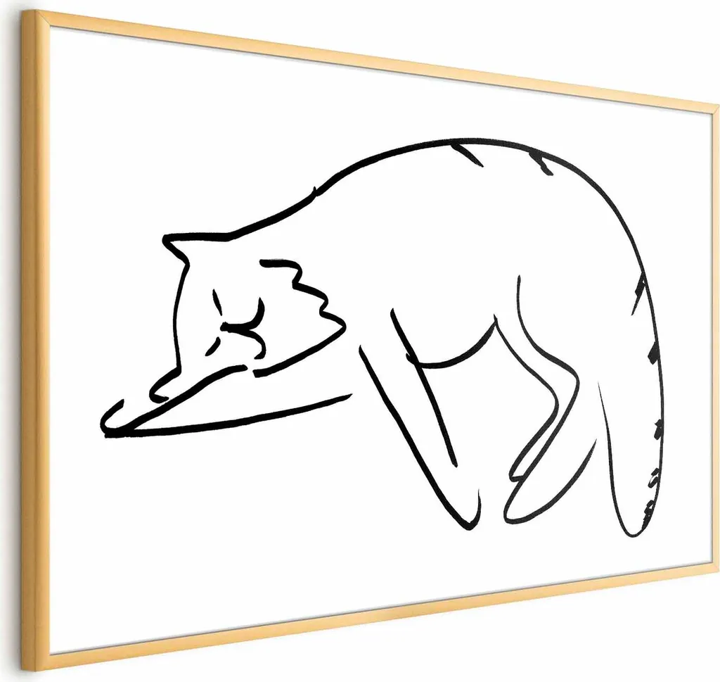 Poster Gatto Dreams 60x40 cm Cornice Oro - Decorazione Parete Moderna