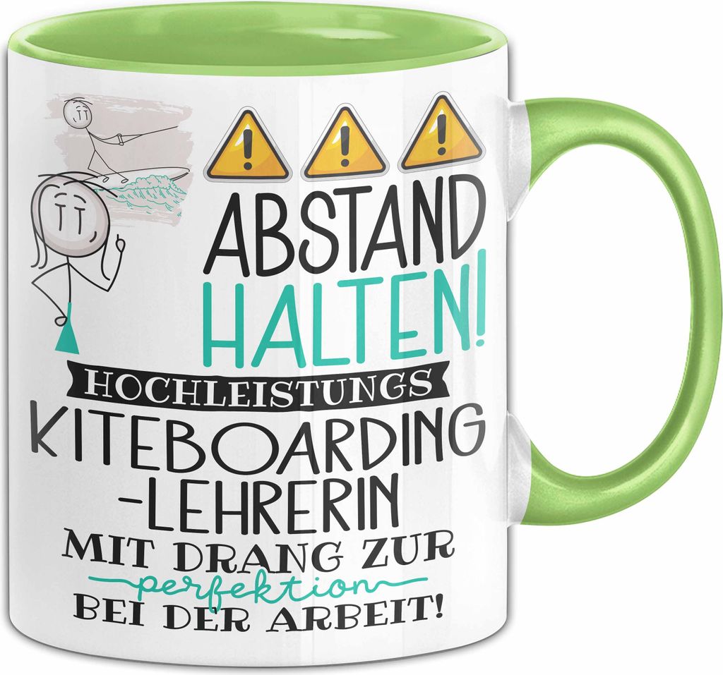 Kiteboarding-Lehrerin Tasse Geschenk Lustig Abstand Halten Hochleistungs-Kiteboarding-Lehrerin Mit Drang Zur Perfektion Bei Der Arbeit (Grün)