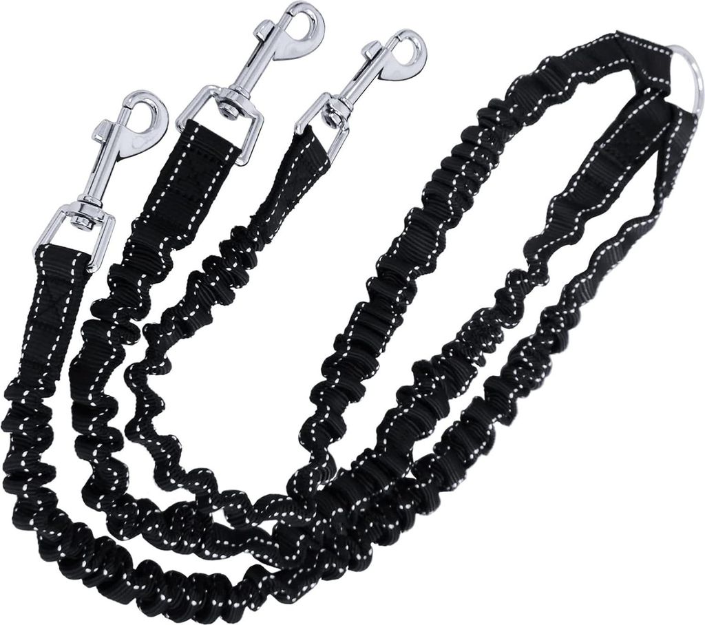 3-weg anti-verwicklungs Hundenleine für 3 Hunde - schwarz, ideal für Spaziergänge mit Haustieren