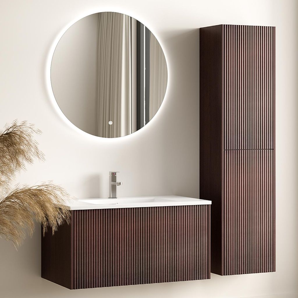 LOMAZOO Waschtisch ROVANI 80 cm - Nussbaum Rillenfront - Produktbild 