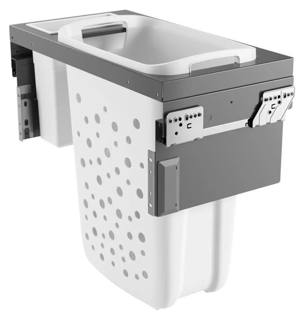 Collecteur de linge 37L Hailo 3270631 avec coulisses pour meuble de 60cm