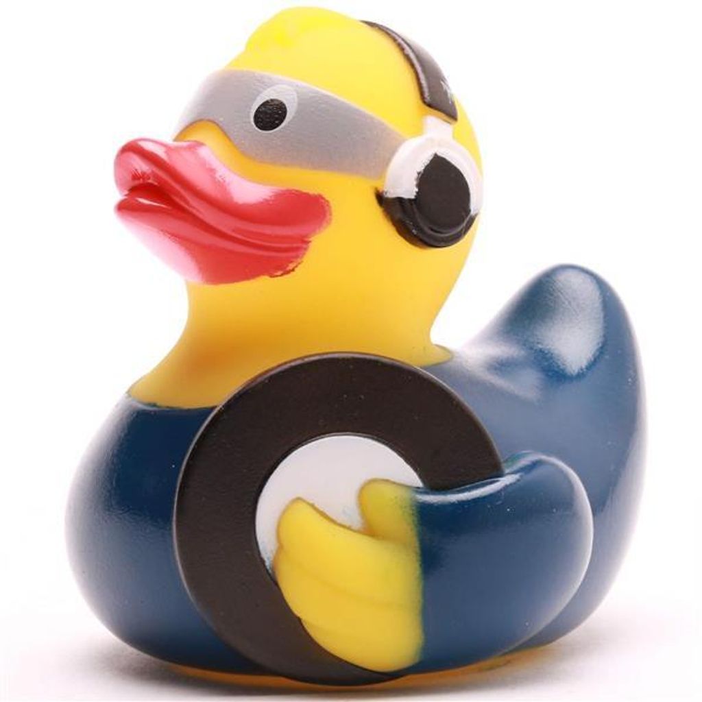Badeente Diskjockey blau Vinyl 8,5 cm