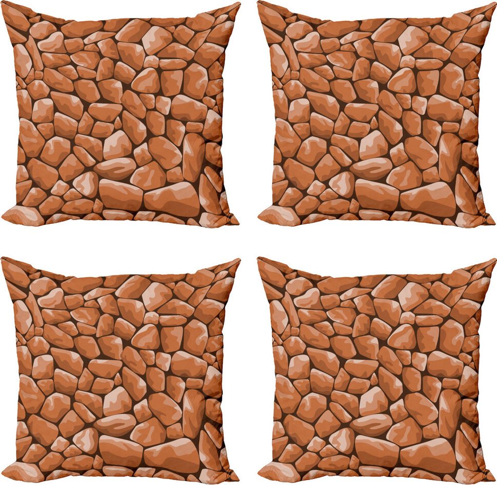 ABAKUHAUS Felsen Kissenbezug Set (4 Stück), Malerei von Kiesel-Gekritzel, Moderner Doppelseitiger Digitaldruck, 50 cm x 50 cm, Zimt Salmon