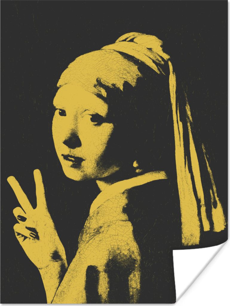 MuchoWow Poster Das Mädchen mit dem Perlenohrring - Johannes Vermeer - Gelb - Frieden 90x120 cm - Wohnzimmer