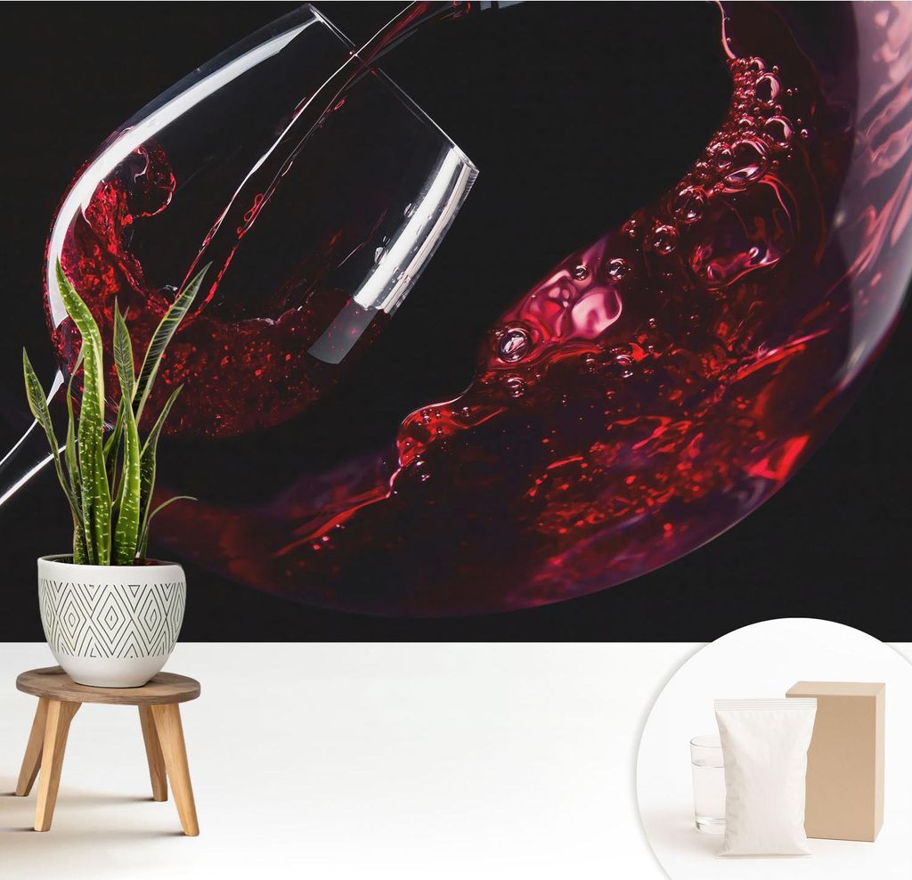 Fototapete - 208x146 cm - Tapete - Wandtapete - Wandbilder - Dekofolie - Tapete Folie - Wand - Dekoration - Wohnzimmer - Rotwein