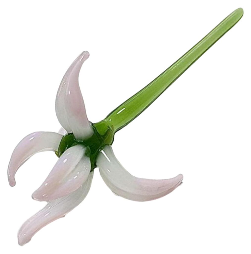 Handgefertigte Orchideen-Glasblumen-Dekoration, mundgeblasene Mini-Blumenfigur mit Stiel, farbenfrohe Blütenfigur für Zuhause und Büro