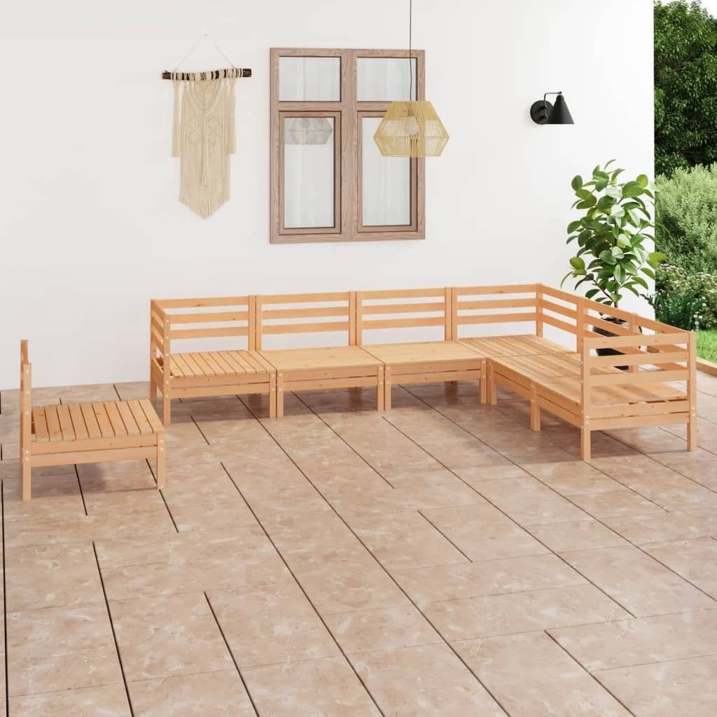 The Living Store 7-tlg. Garten-Lounge-Set Massivholz Kiefer