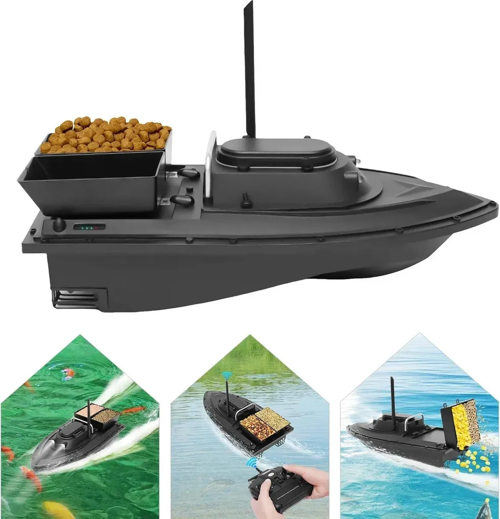 Bateau d'alimentation RC 1.8kg charge utile avec double bac séparé noir