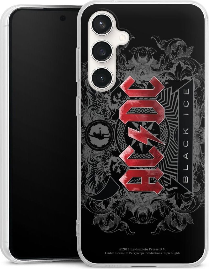 DeinDesign Handyhülle für Samsung Galaxy S23 FE Silikon Hülle Case Smartphone Schutzhülle ACDC Black Ice Fanartikel