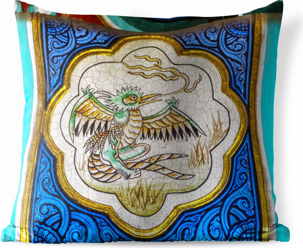 MuchoWow Outdoor Kissen - Symbol eines Phönix an einer Wand - 60x60 cm - Wetterfest - Lounge Kissen - Dekoration - Schlaf Kissen