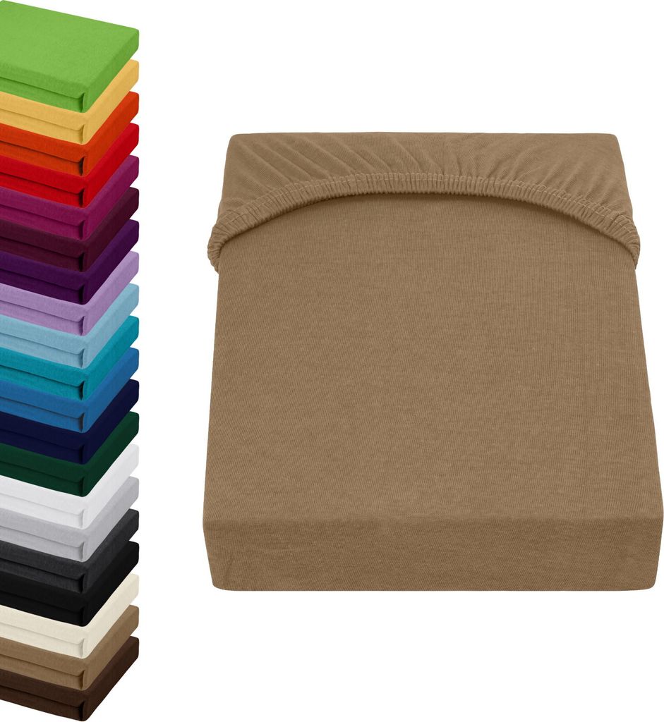 Jersey TOPPER Spannbettlaken 140x200-160x200cm Spannbetttuch für Boxspringbett-Topper Matratzen 100% Baumwolle, Farbe: Beige