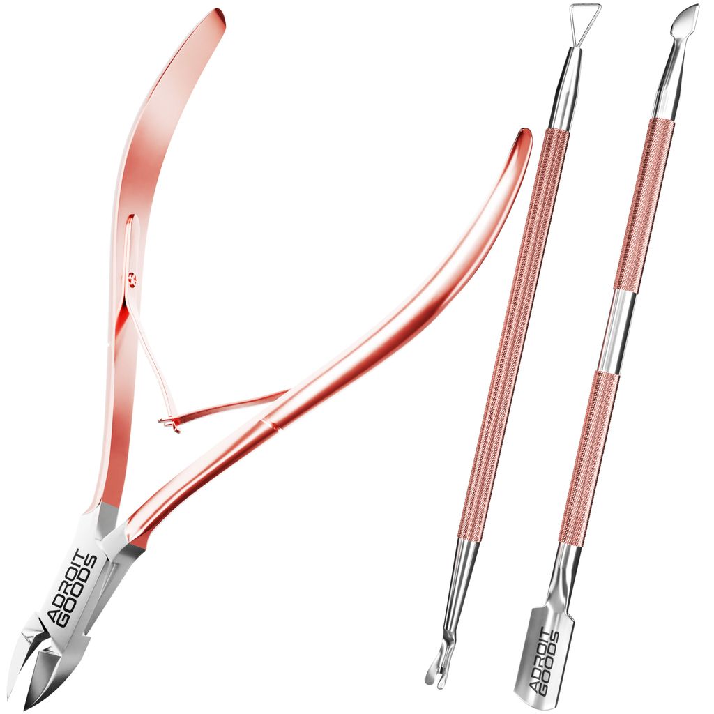 AdroitGoods 3 Stück Nagelhaut Clipper Set - Rose Gold - Nagelhaut Schieber Schieber Entferner Trimmer Messer - buckshot Nägel