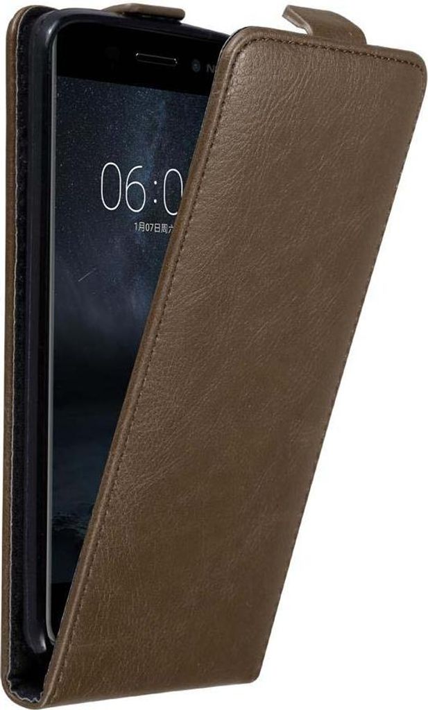 Cadorabo Hülle für Nokia 6 2017 Schutz Hülle in Braun Flip Etui Handyhülle Case Cover