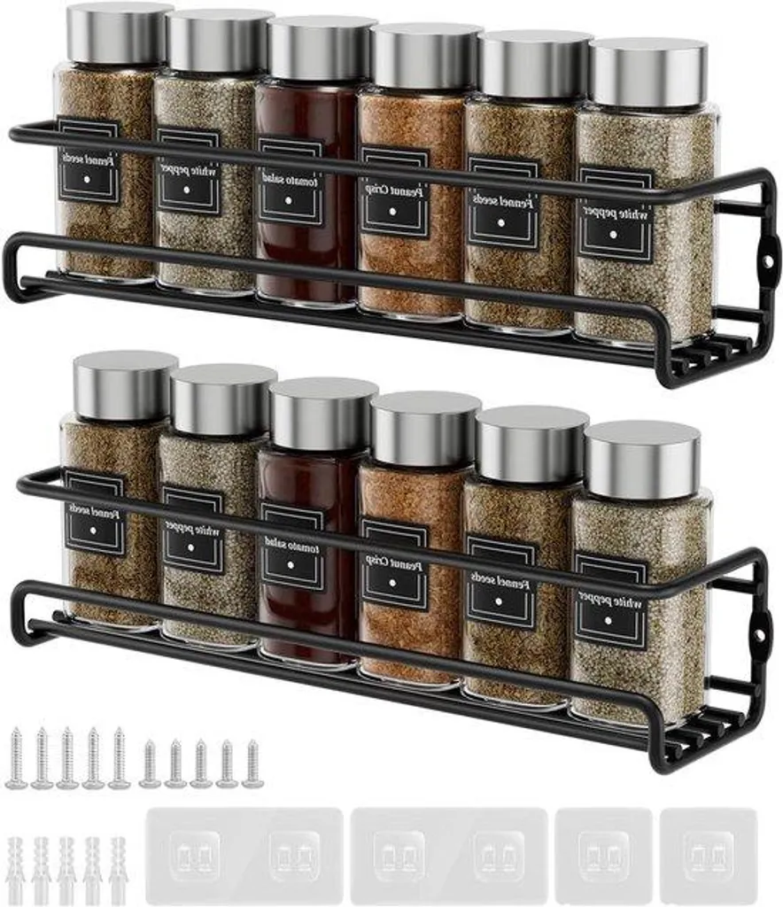 Étagère à épices sans perçage pour porte - Lot de 2 rangements adhésifs 5kg