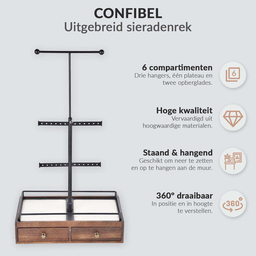 Confibel stojan na šperky - držiak na šperky - organizér Obrázok produktu 3