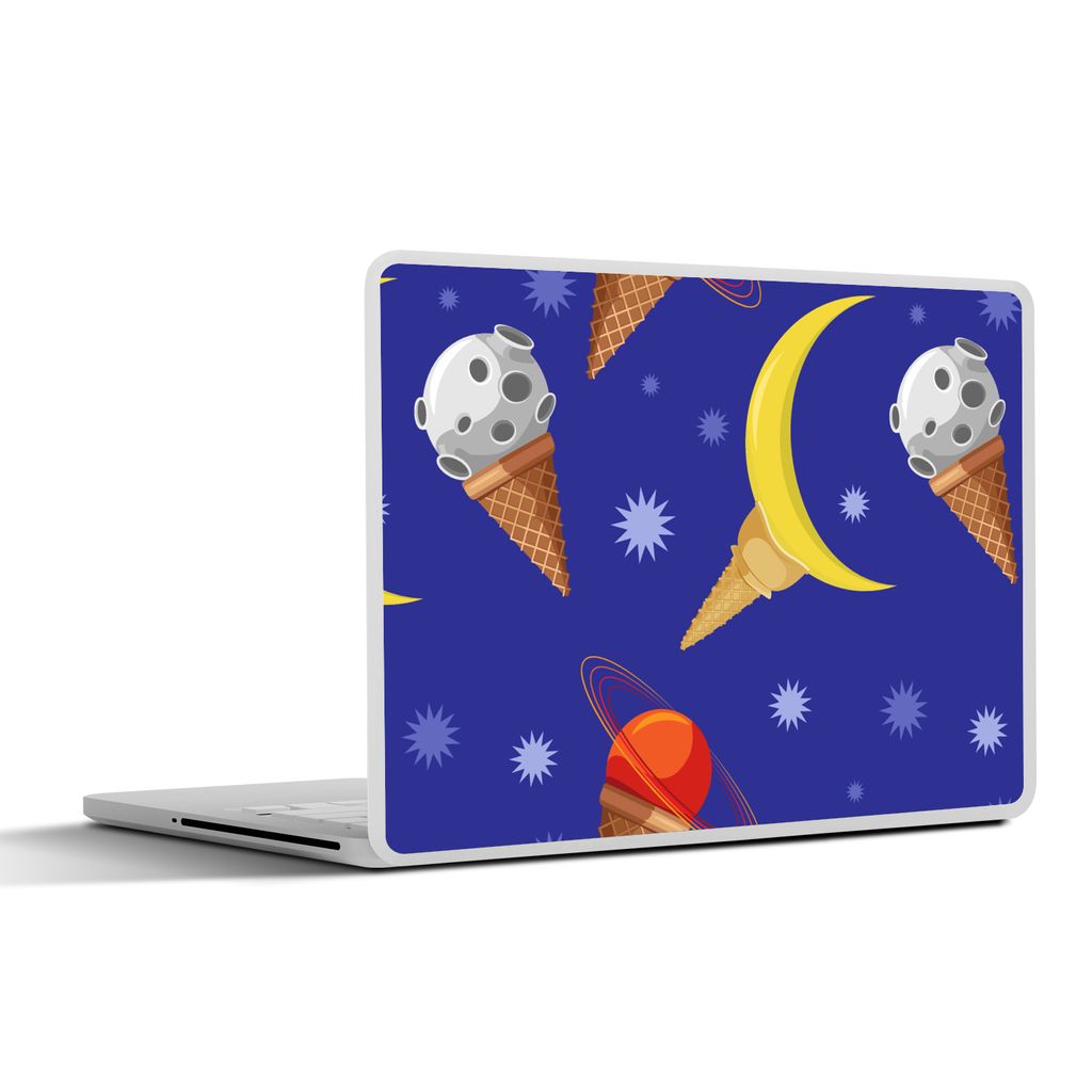 MuchoWow Laptop Aufkleber Sticker Cover Planeten - Eiswaffeln - Muster 36.5x27.5 cm - Laptop-Sticker